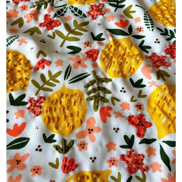 Vibrant Spring Lemons Butterfly Cottage Floral 72” Table Runner Textured Crochet - Picture 2 of 16